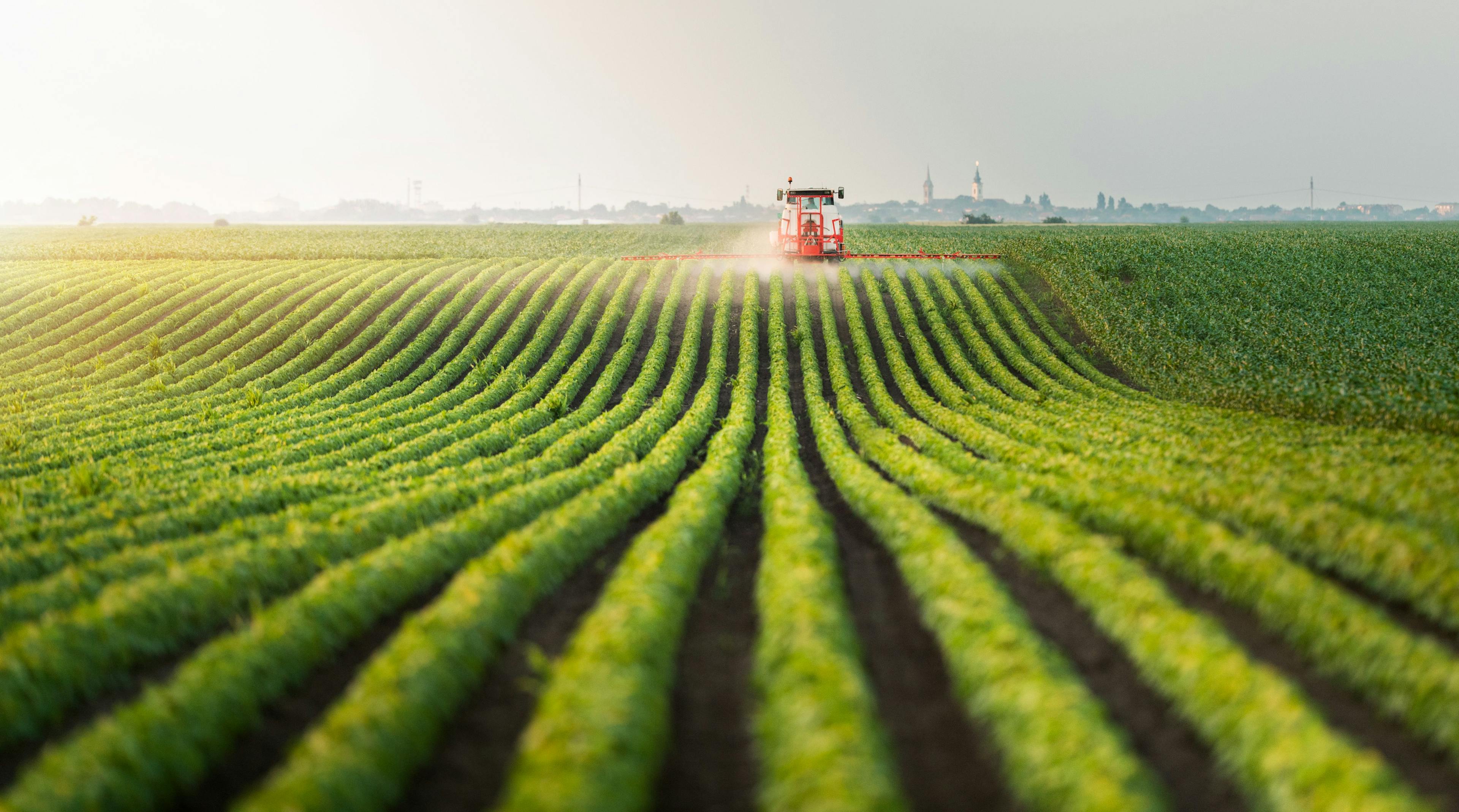 Tractor spraying pesticides at soy bean field | Image Credit: © Dusan Kostic - stock.adobe.com.