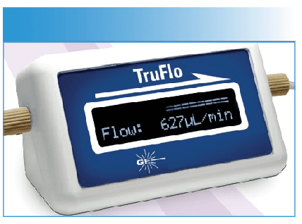 Figure 1: A commercially available digital thermoelectric flow meter to diagnose problems associated with peristaltic pump tubing and nebulizer blockages (courtesy of Glass Expansion).