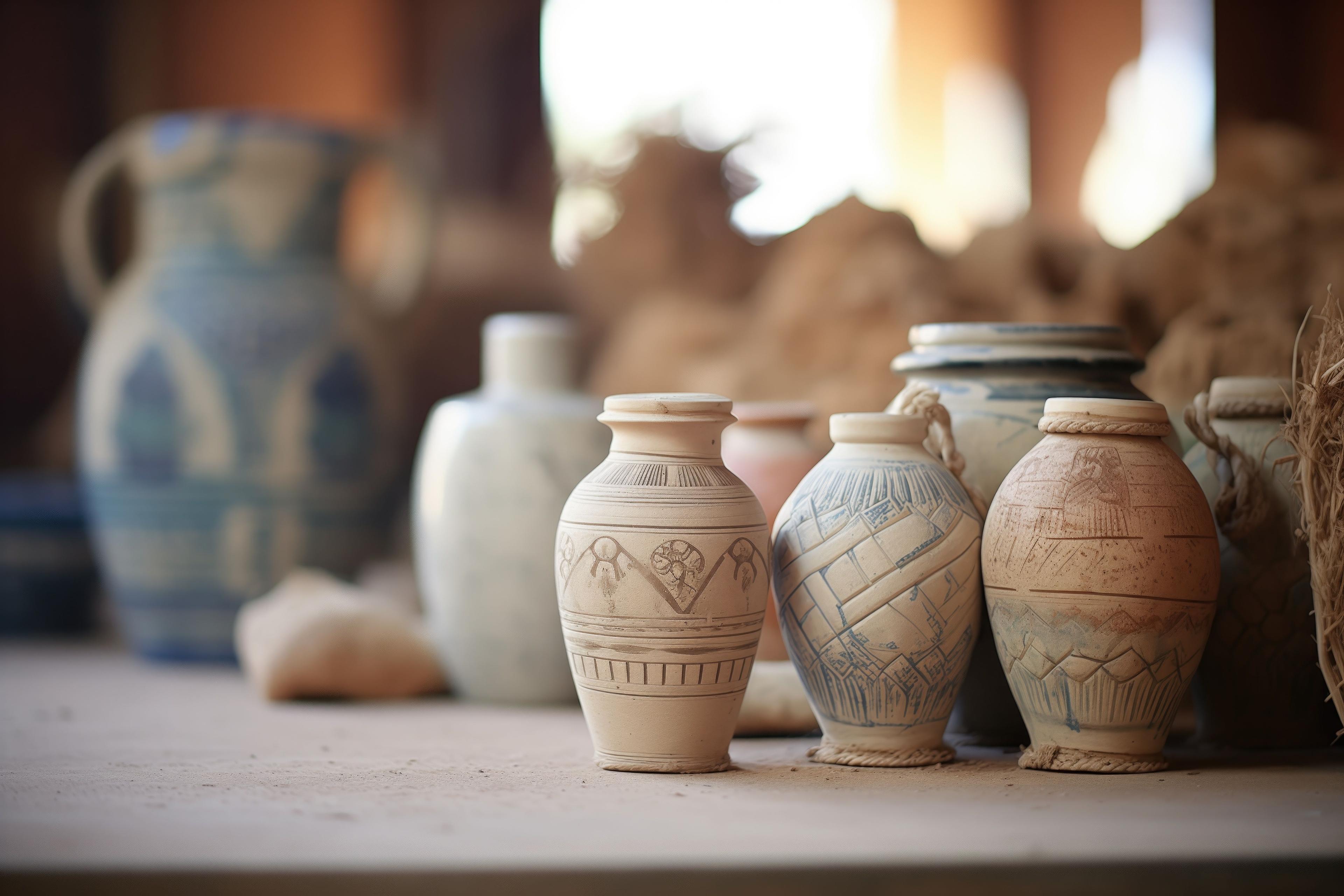 Intact pottery jars labeled in a forgotten script. Generated with AI. | Image Credit: © Natalia - stock.adobe.com