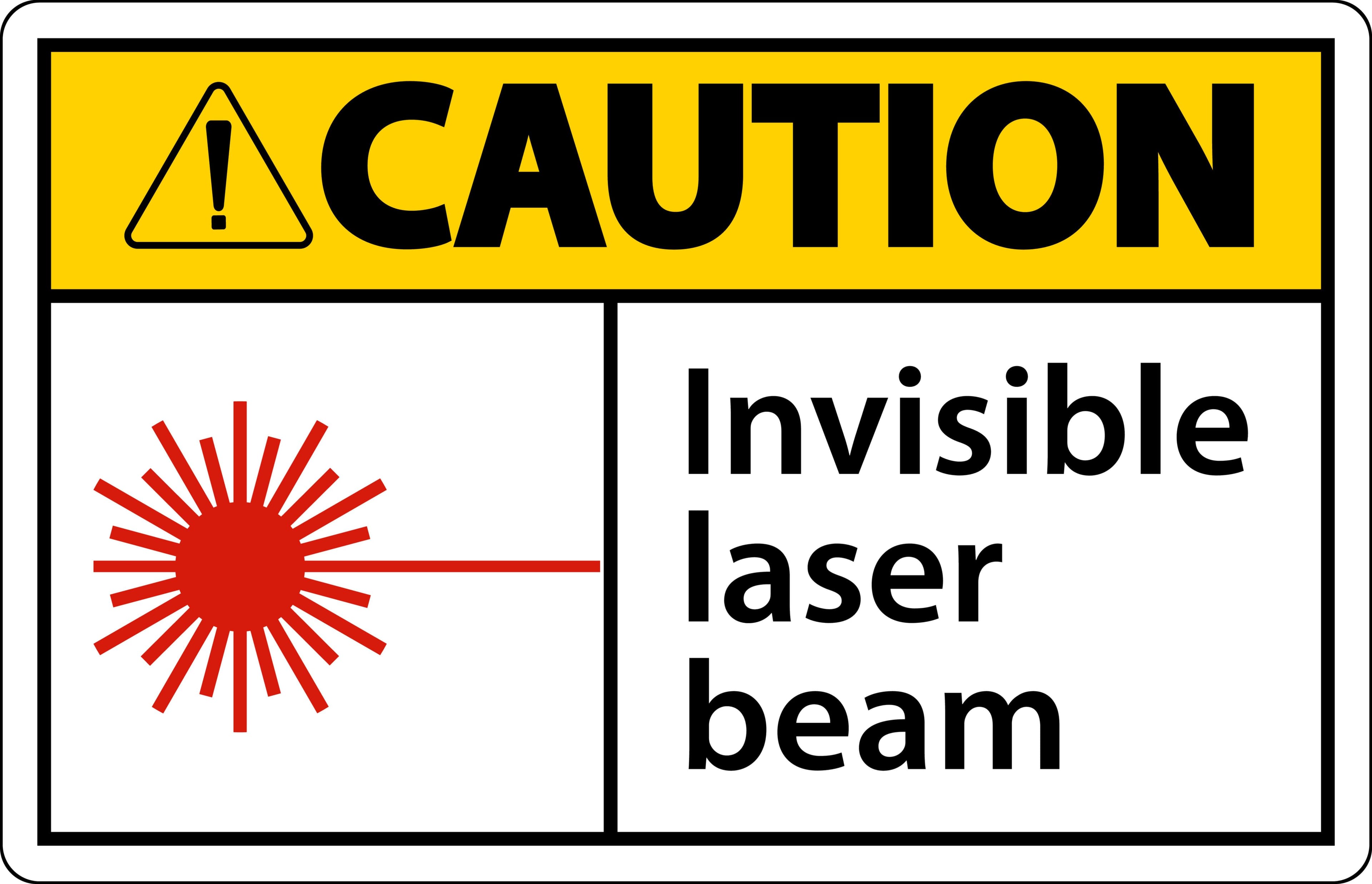 Caution Sign for invisible near-infrared ytterbium laser ©  Seetwo - stock.adobe.com 