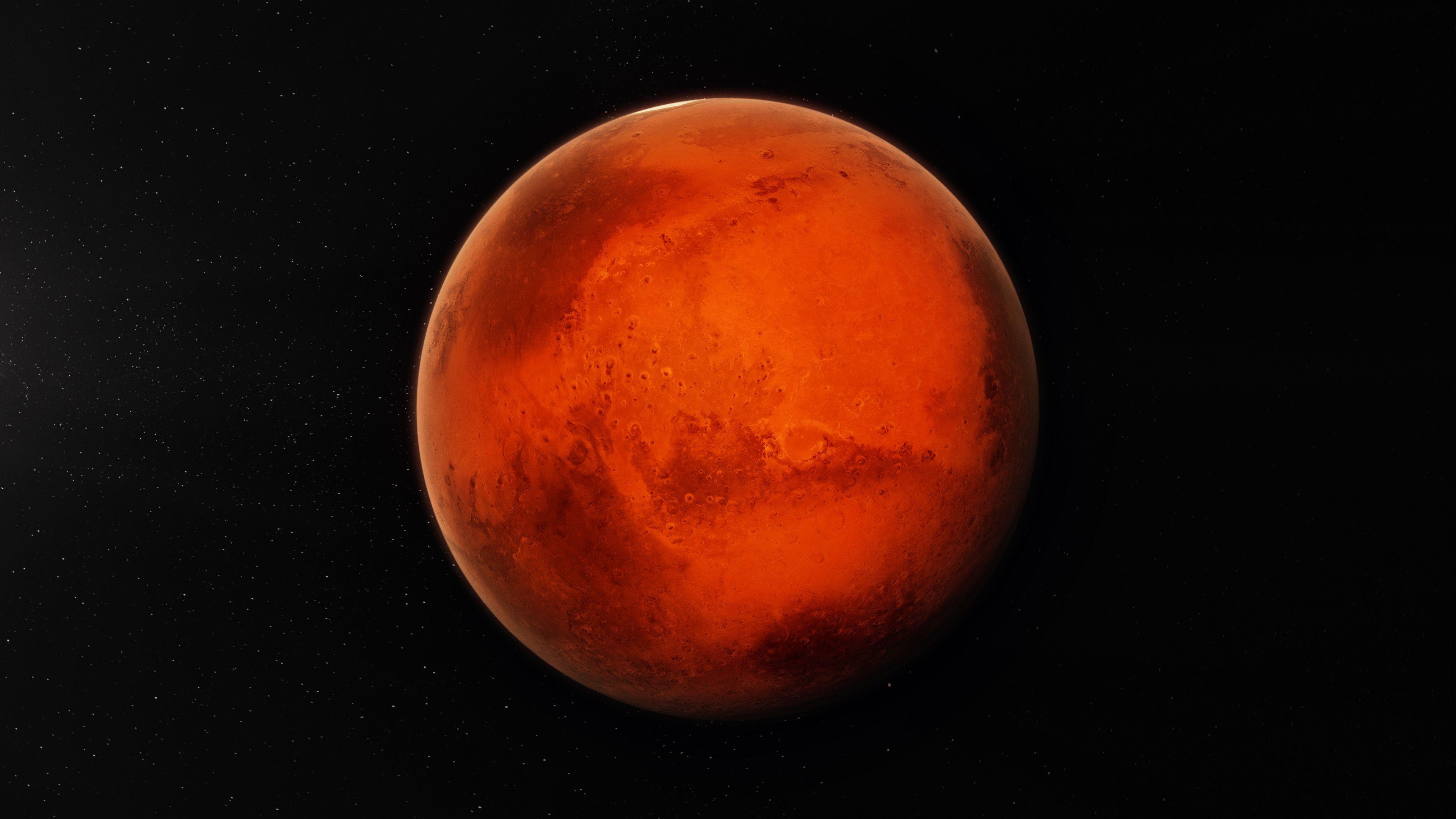 Front View of Planet Mars is the fourth planet from the Sun and the second-smallest planet in the Solar System. | Image Credit: © Marshal - stock.adobe.com