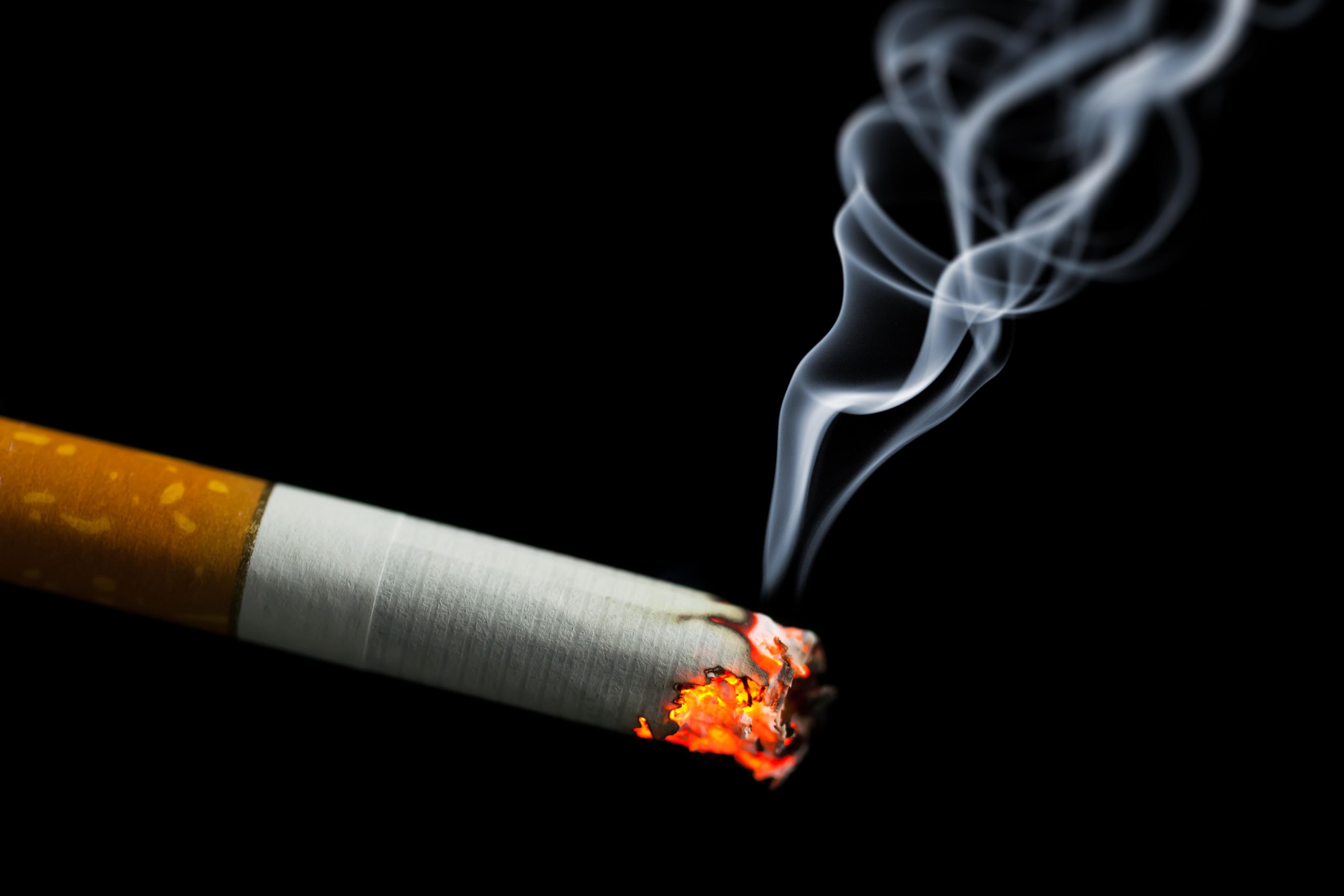 Burning cigarette with smoke. © nikkytok - stock.adobe.com