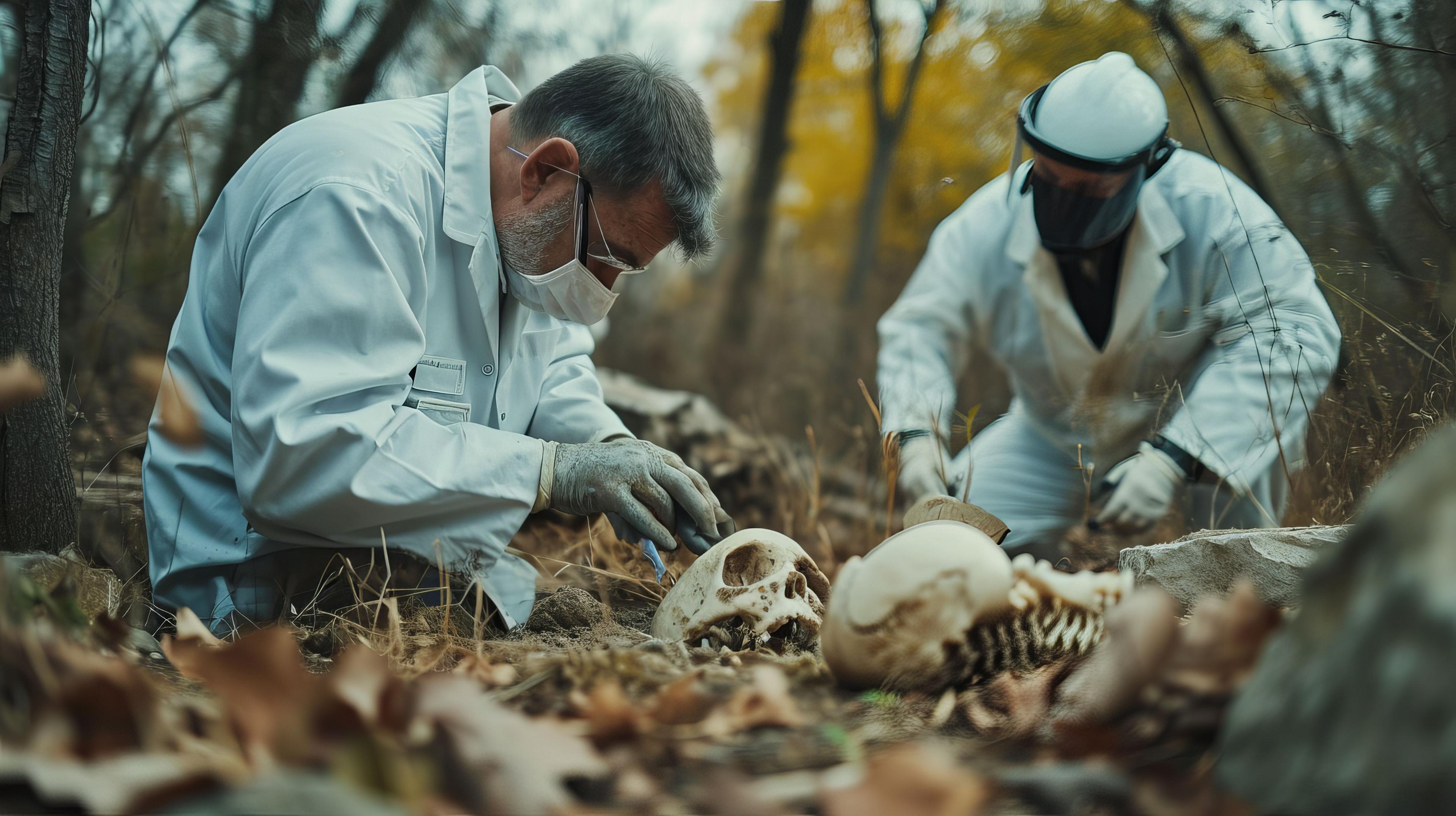 Forensic Experts Analyze Skeletal Remains at Crime Scene Using Advanced Techniques in Forensic Anthropology and Science | Image Credit: © Khuram Ibn Sabir - stock.adobe.com