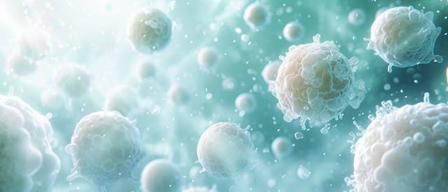 A background depicting white blood cells in action, symbolizing immune defense, with a palette of white, soft blues, and pale greens. Clinical look. Generated with AI. | Image Credit: © png-jpeg-vector - stock.adobe.com