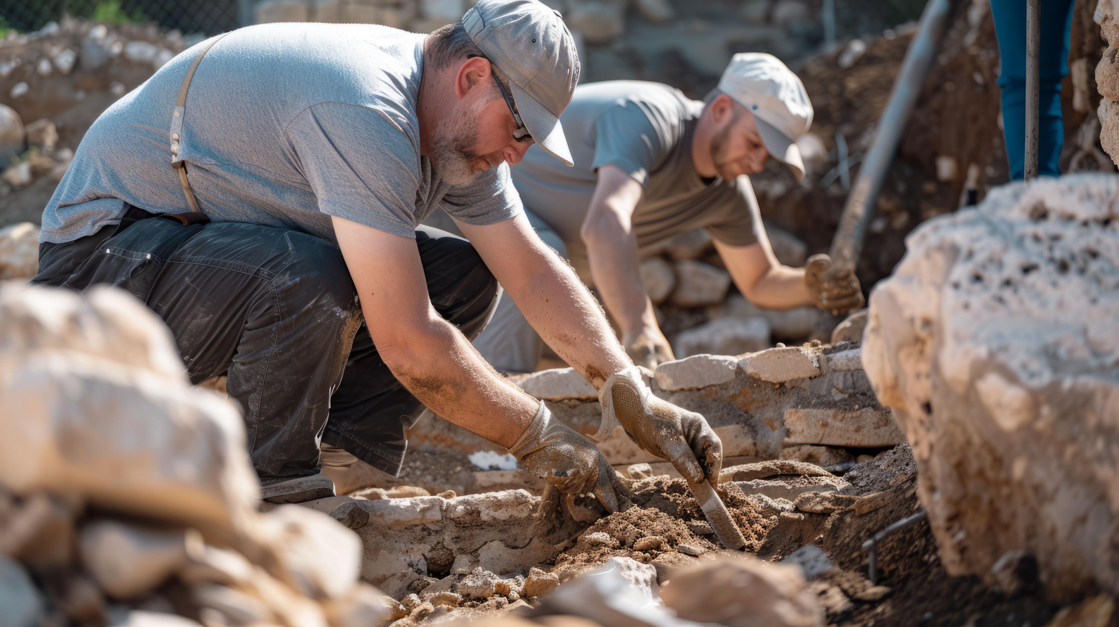 Archaeologists in the process of excavations in a closed area. Generated with AI. | Image Credit: © Nicolas Swimmer - stock.adobe.com