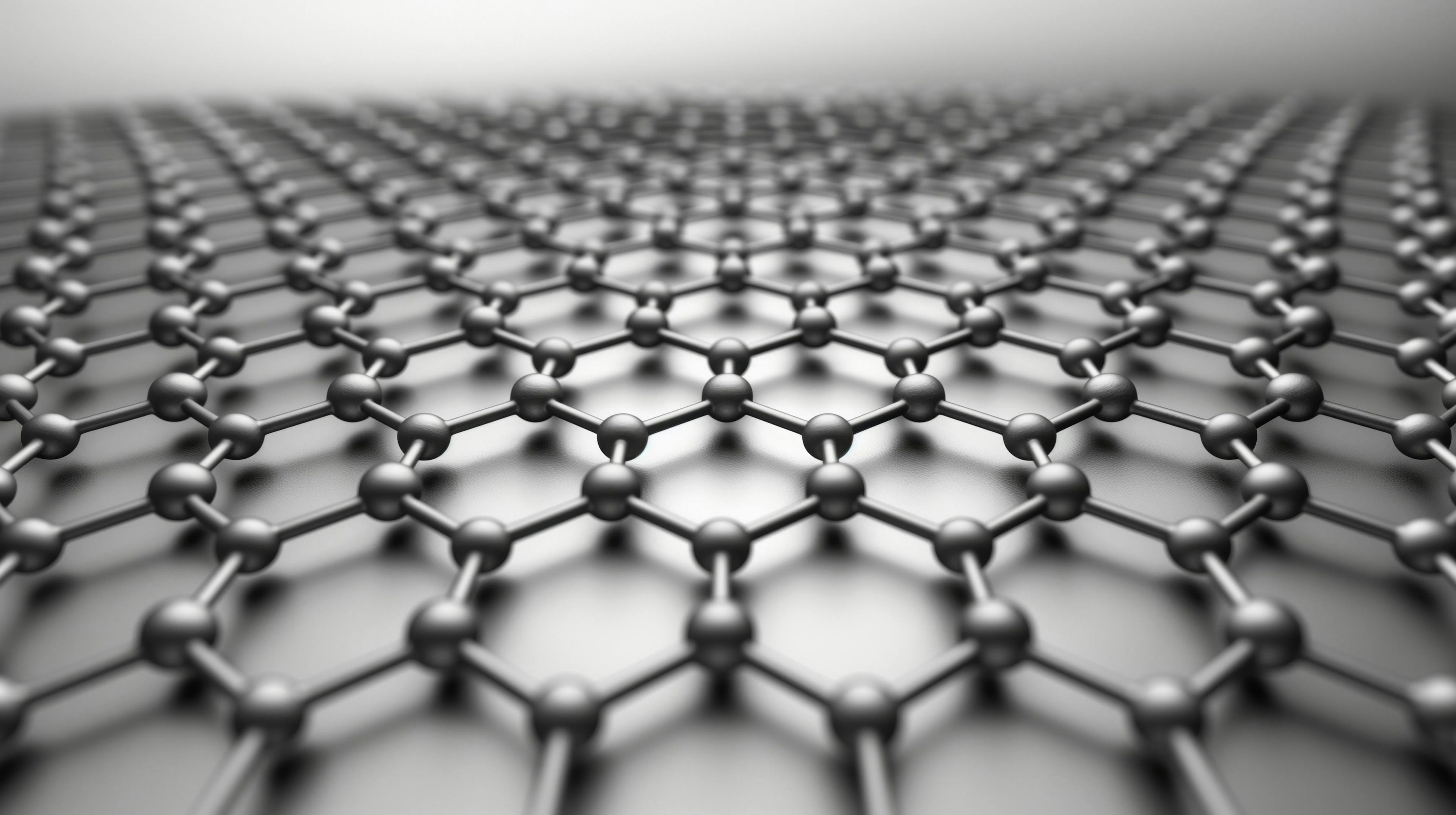 Close-up view of graphene sheet, illustrating its one-atom-thick layer of carbon atoms arranged in hexagonal lattice. | Image Credit: © unicusx - stock.adobe.com
