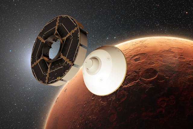 Perseverance Rover's Cruise Stage Separation. Satellite module delivers cargo to the red planet Mars | Image Credit: © alones - stock.adobe.com
