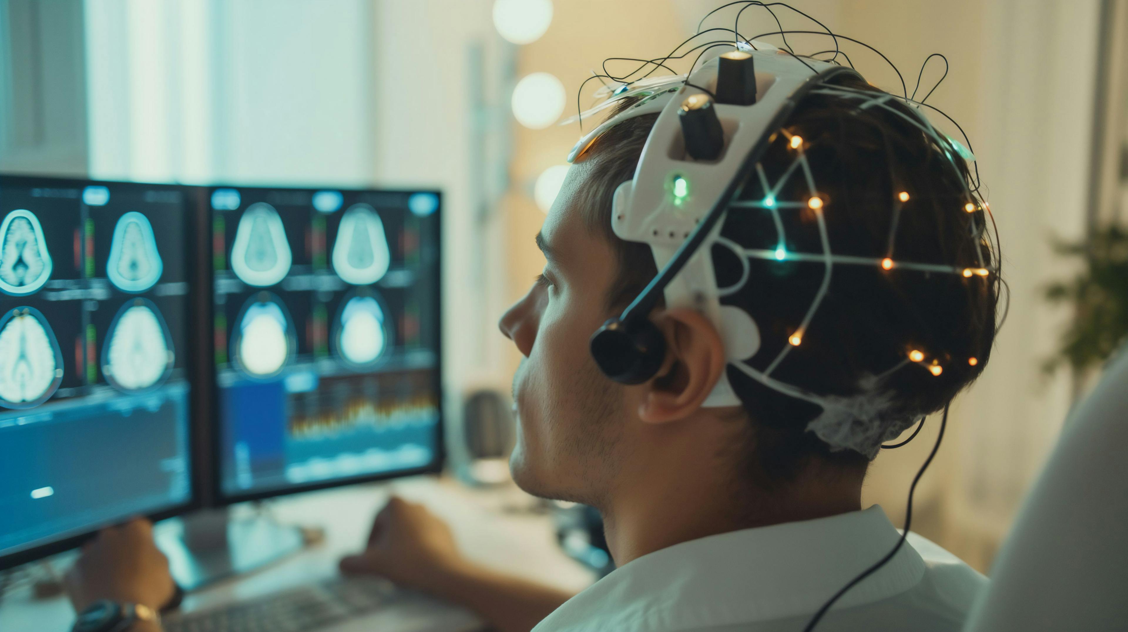 A brain-monitoring headset analyzing brain scans © Ritthichai - stock.adobe.com